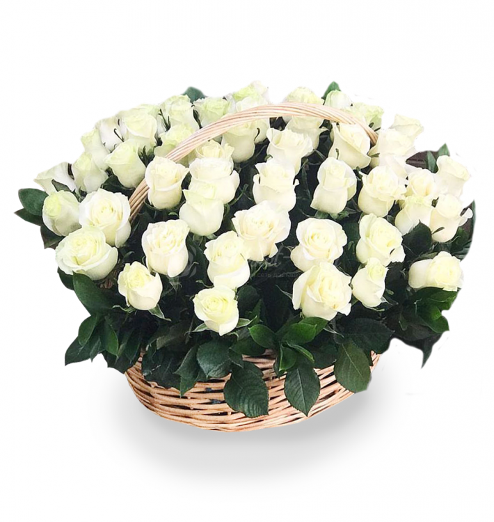 Букет из белых роз «Корзинка радости»